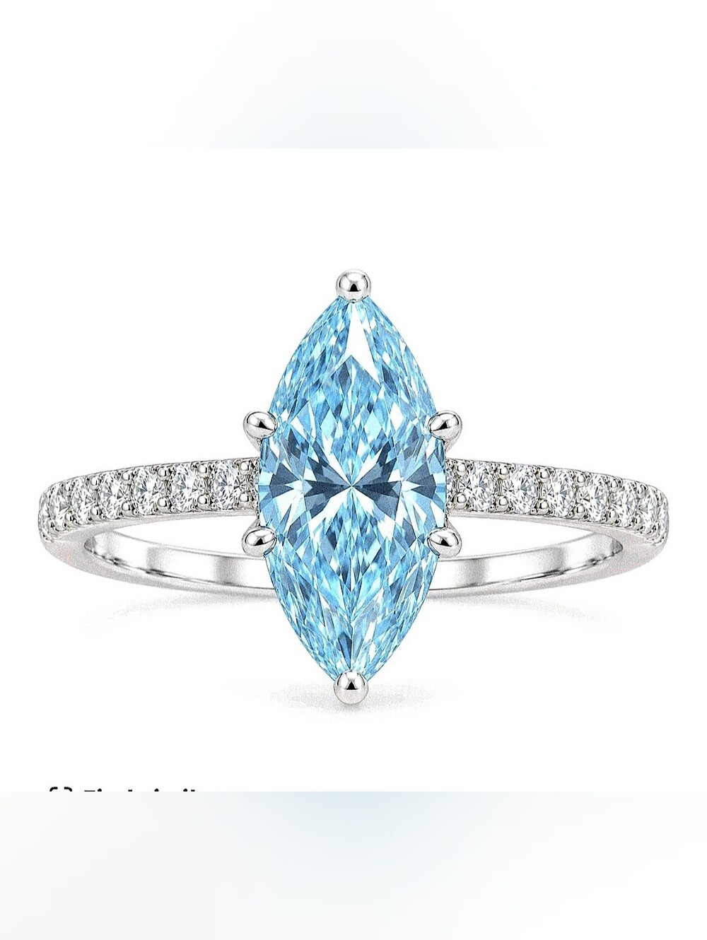 Marquise Cut Aquamarine Gemstone Ring with Pavé 925 Sterling Band